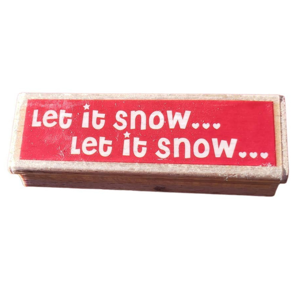 Let It Snow Block Script Wood Mounted Rubber Stamp J Deni For Visuation Design